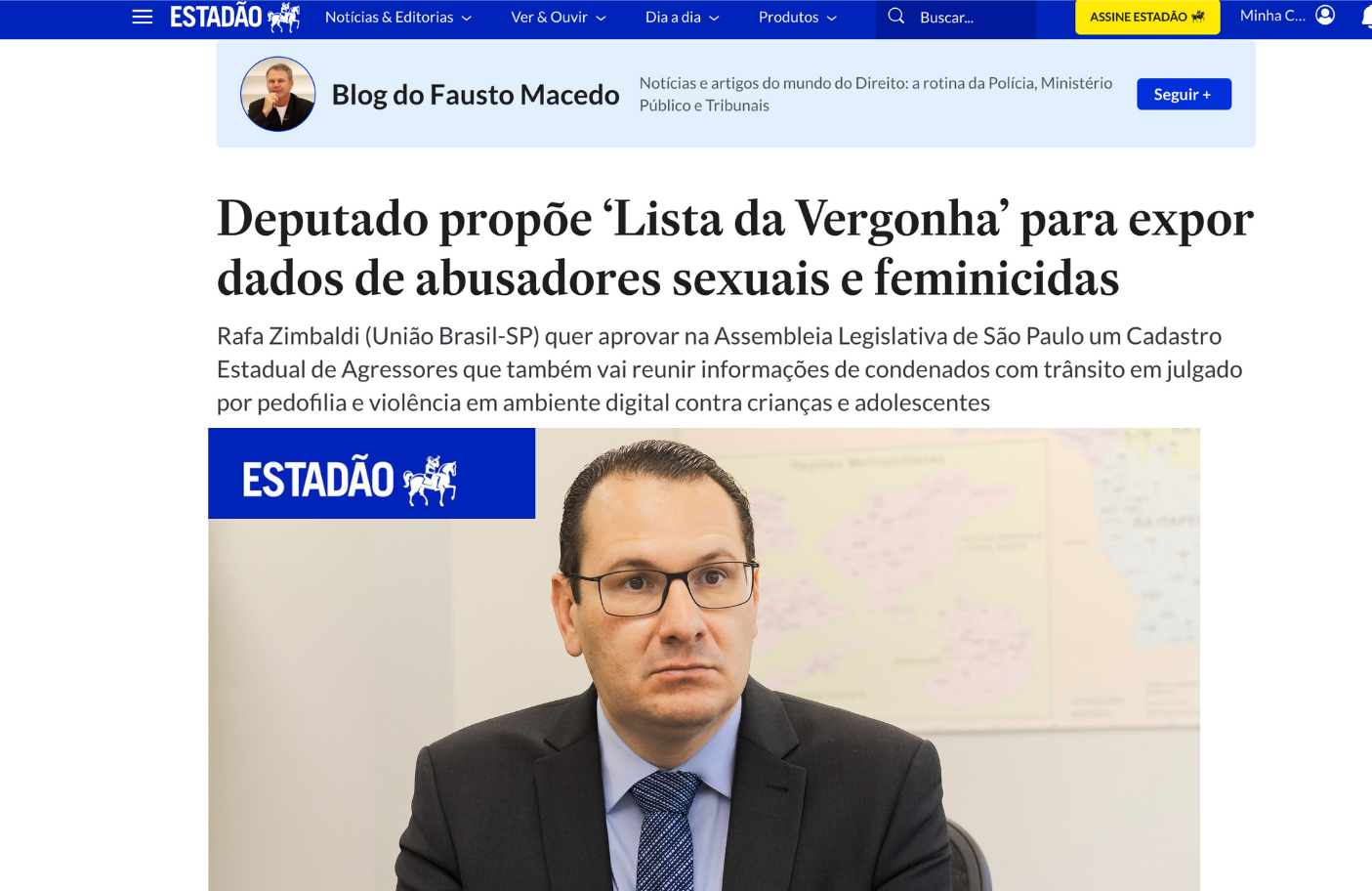 Rafa Zimbaldi propõe “Lista da Vergonha” em SP com dados de feminicidas e pedófilos